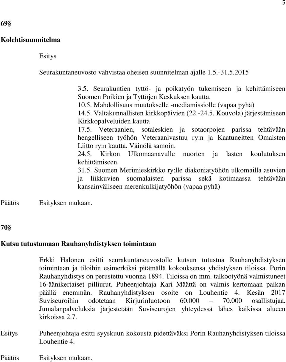 Väinölä samoin. 24.5.