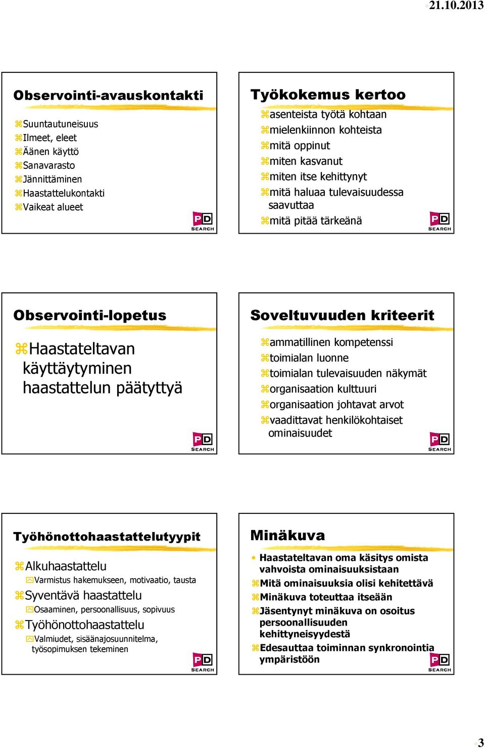 kriteerit ammatillinen kompetenssi toimialan luonne toimialan tulevaisuuden näkymät organisaation kulttuuri organisaation johtavat arvot vaadittavat henkilökohtaiset ominaisuudet
