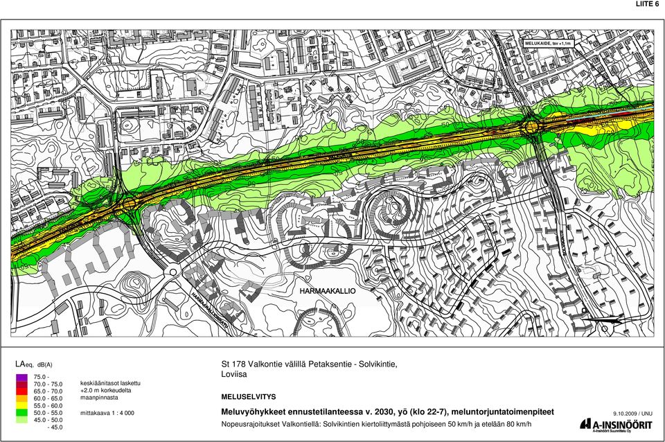 0 m korkeudelta maanpinnasta mittakaava 1 : 4 000 St 178 Valkontie välillä Petaksentie - Solvikintie,