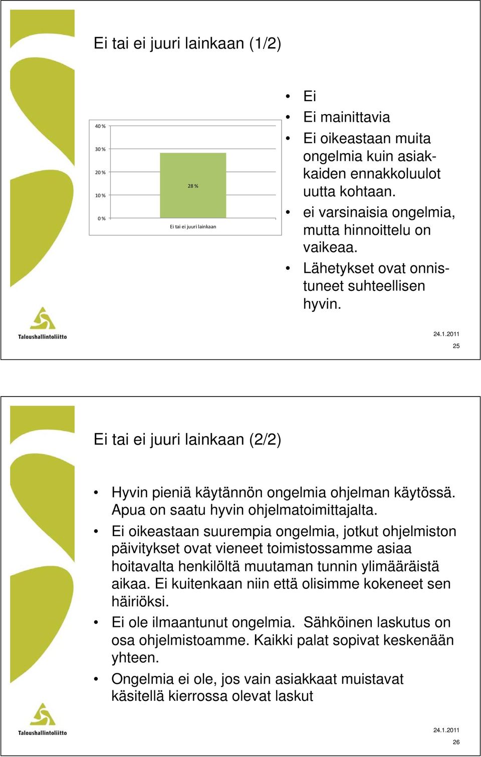 Ei oikeastaan suurempia ongelmia, jotkut ohjelmiston päivitykset ovat vieneet toimistossamme asiaa hoitavalta henkilöltä muutaman tunnin ylimääräistä aikaa.