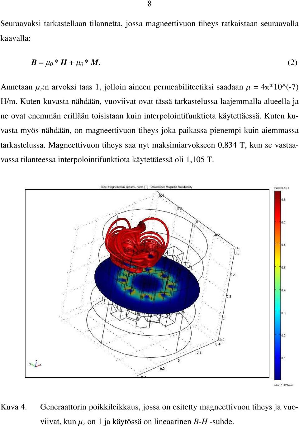 Kuten kuvasta nähdään, vuoviivat ovat tässä tarkastelussa laajemmalla alueella ja ne ovat enemmän erillään toisistaan kuin interpolointifunktiota käytettäessä.