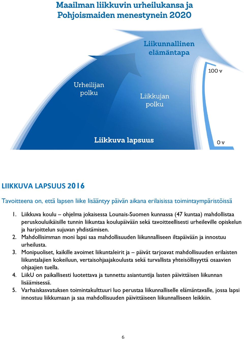 sujuvan yhdistämisen. 2. Mahdollisimman moni lapsi saa mahdollisuuden liikunnalliseen iltapäivään ja innostuu urheilusta. 3.