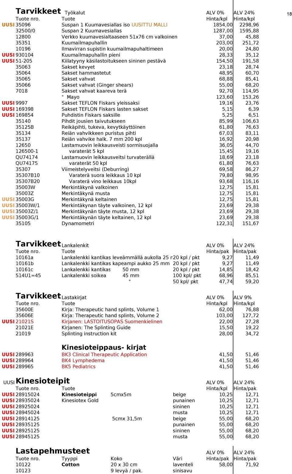 45,88 35351 Kuumailmapuhallin 203,00 251,72 10196 Ilmavirran supistin kuumailmapuhaltimeen 20,00 24,80 UUSI 930104 Kuumailmapuhallin pieni 28,33 35,12 UUSI 51-205 Kiilatyyny käsilastoitukseen sininen