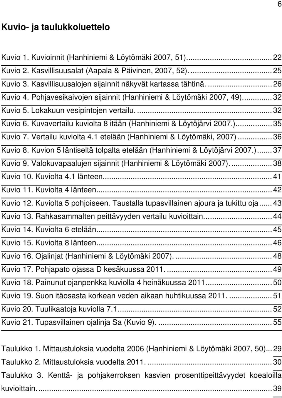 Kuvavertailu kuviolta 8 itään (Hanhiniemi & Löytöjärvi 2007.)... 35 Kuvio 7. Vertailu kuviolta 4.1 etelään (Hanhiniemi & Löytömäki, 2007)... 36 Kuvio 8.