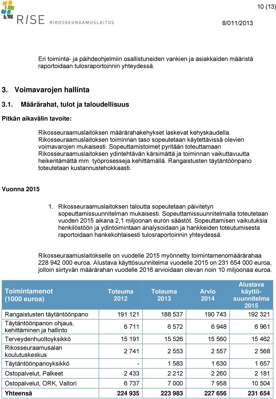 Sopeuttamistoimet pyritään toteuttamaan Rikosseuraamuslaitoksen ydintehtävän kärsimättä ja toiminnan vaikuttavuutta heikentämättä mm. työprosesseja kehittämällä.