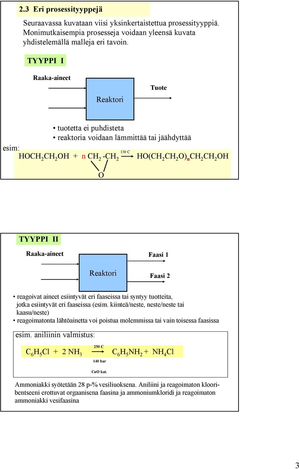 Raaka-aineet Faasi 1 Reaktori Faasi 2 reagoivat aineet esiintyvät eri faaseissa tai syntyy tuotteita, jotka esiintyvät eri faaseissa (esim.