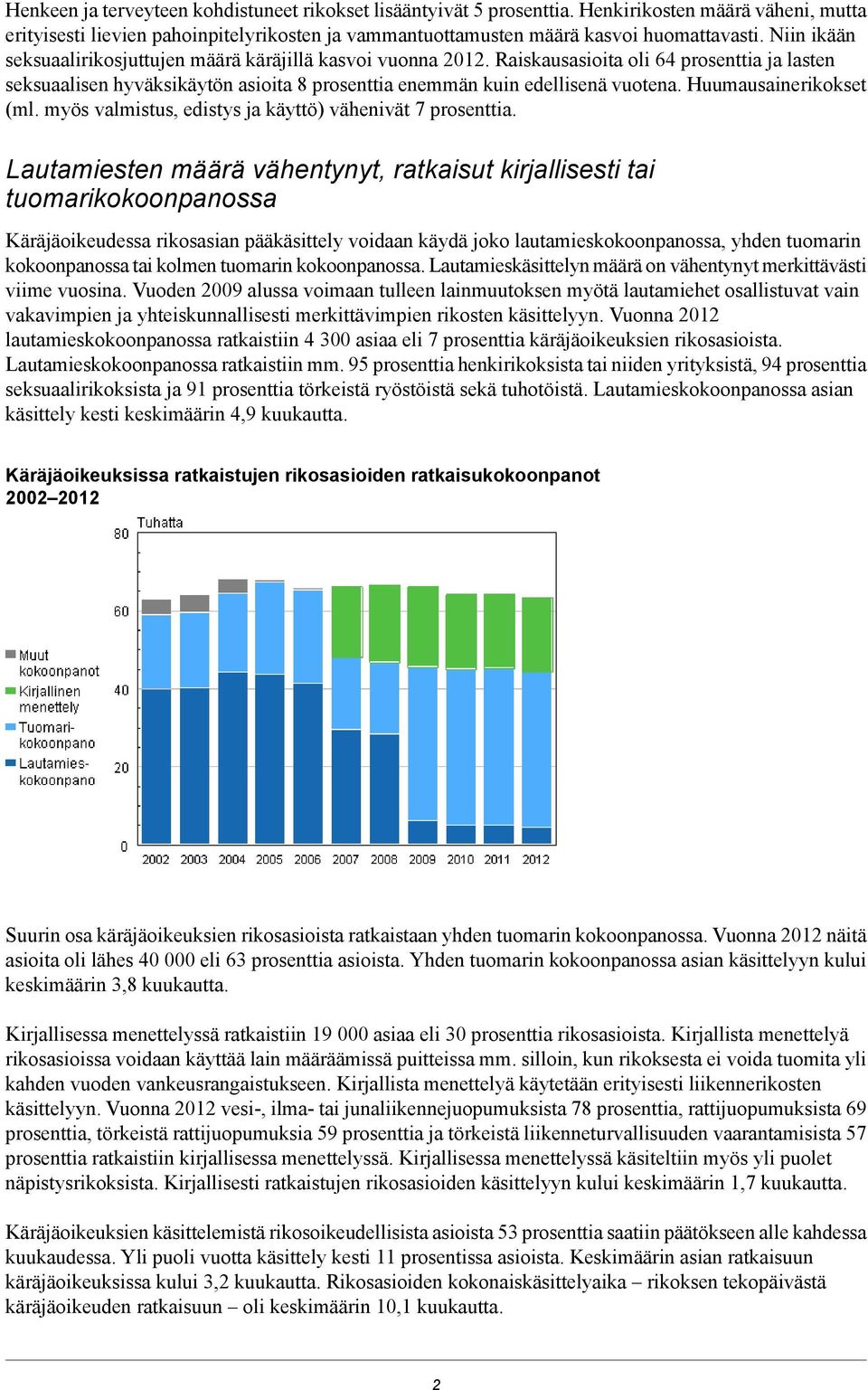 Huumausainerikokset (ml. myös valmistus, edistys ja käyttö) vähenivät 7 prosenttia.