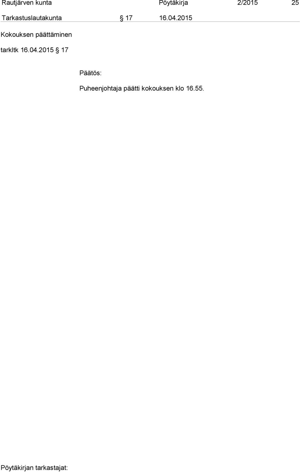 2015 Kokouksen päättäminen tarkltk 16.