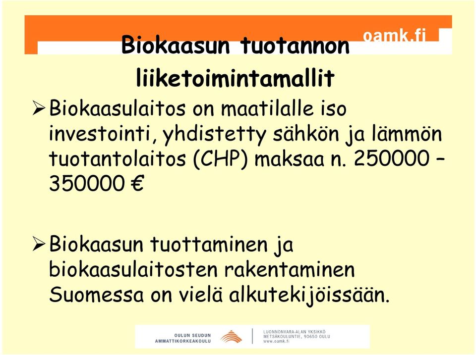 tuotantolaitos (CHP) maksaa n.