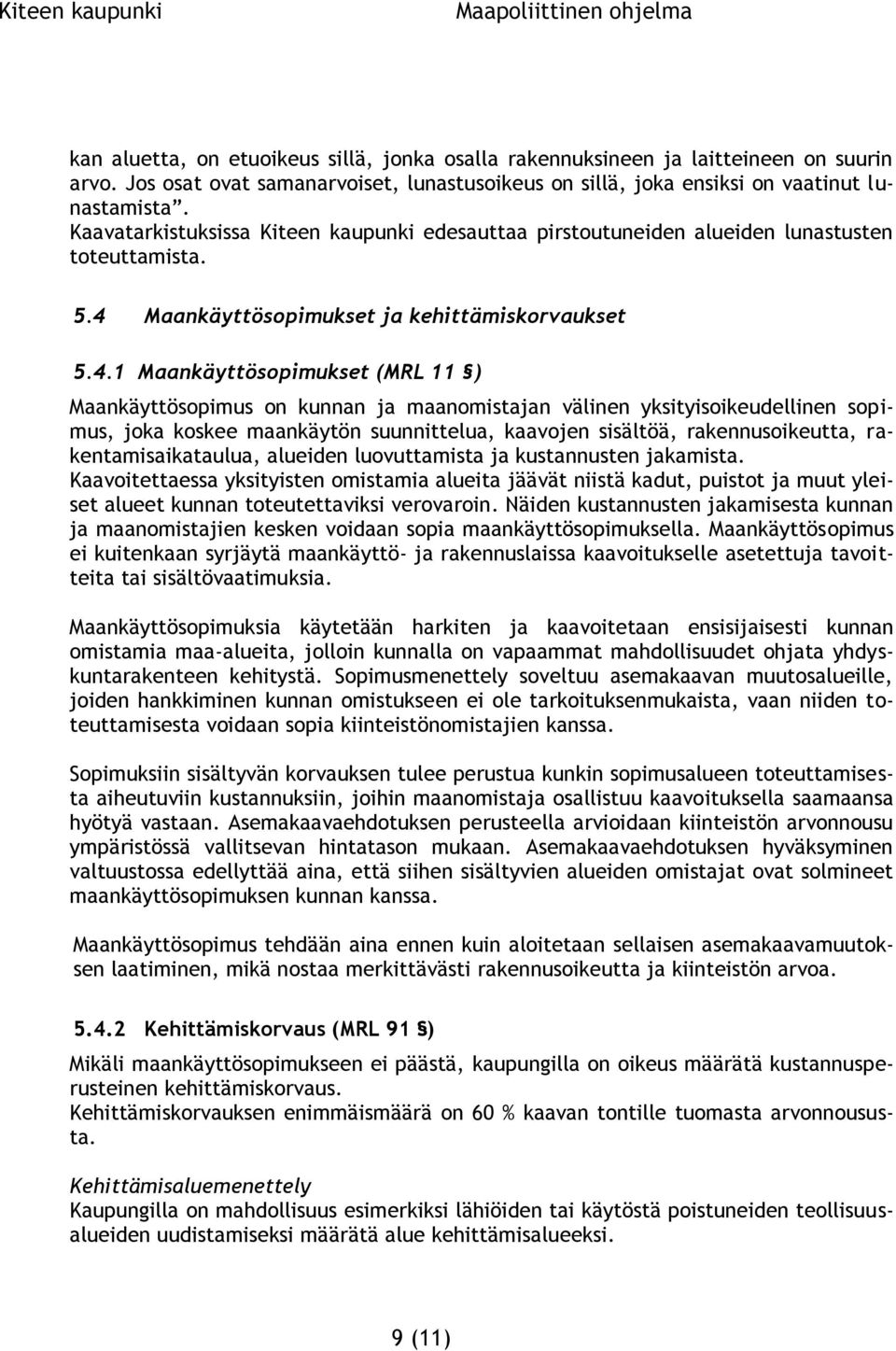 Maankäyttösopimukset ja kehittämiskorvaukset 5.4.