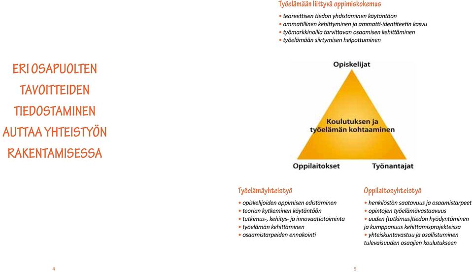 edistäminen teorian kytkeminen käytäntöön tutkimus-, kehitys- ja innovaatiotoiminta työelämän kehittäminen osaamistarpeiden ennakointi Oppilaitosyhteistyö henkilöstön saatavuus