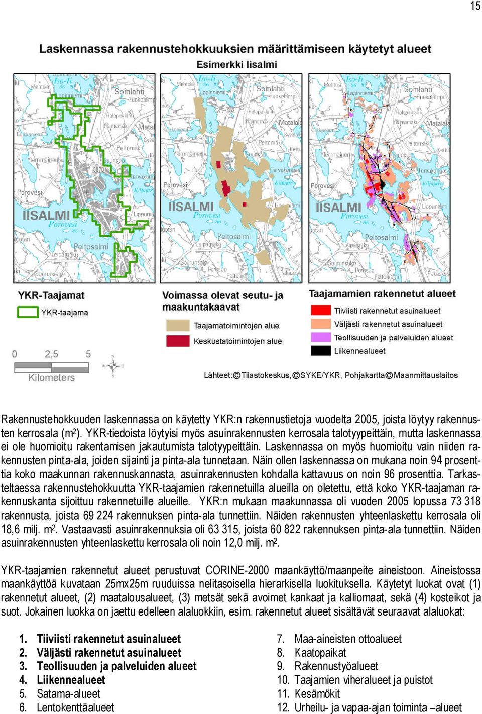 Laskennassa on myös huomioitu vain niiden rakennusten pinta-ala, joiden sijainti ja pinta-ala tunnetaan.