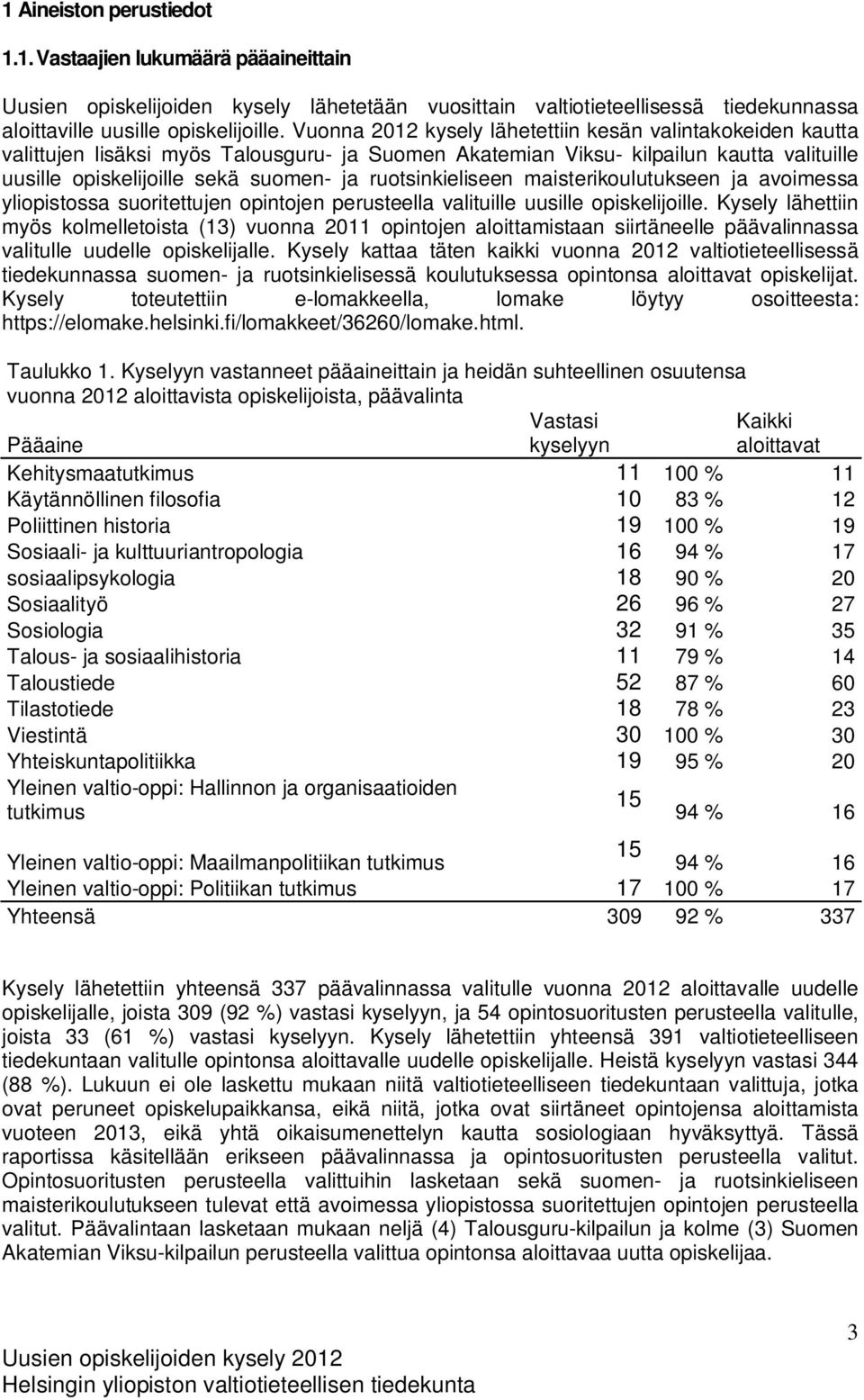 ruotsinkieliseen maisterikoulutukseen ja avoimessa yliopistossa suoritettujen opintojen perusteella valituille uusille opiskelijoille.