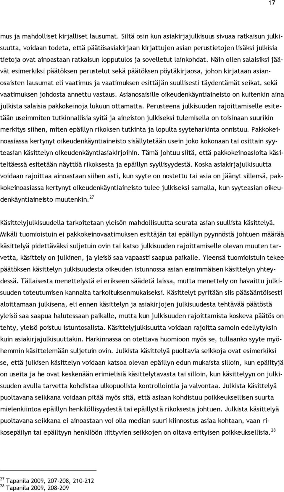 sovelletut lainkohdat.