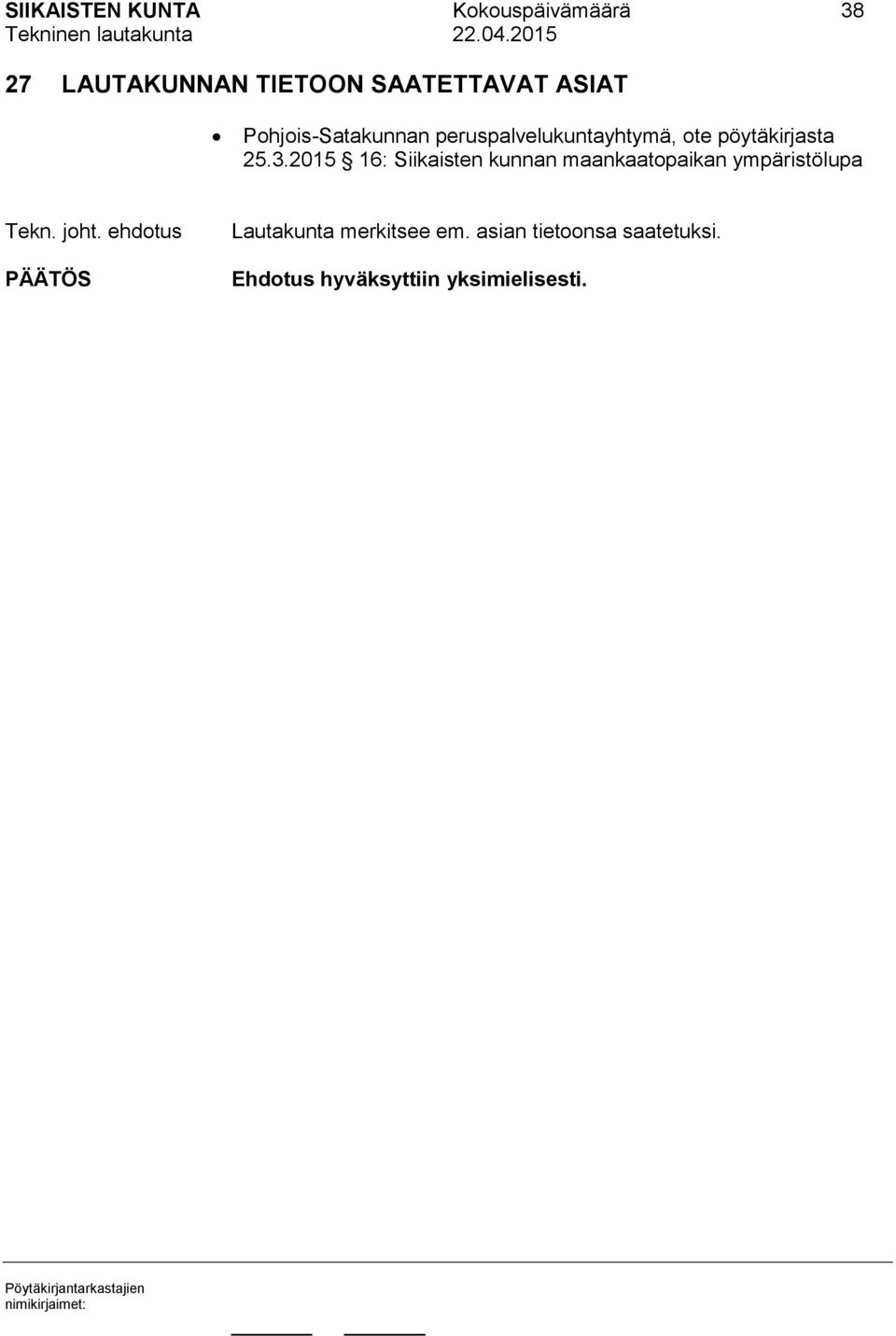 ote pöytäkirjasta 25.3.