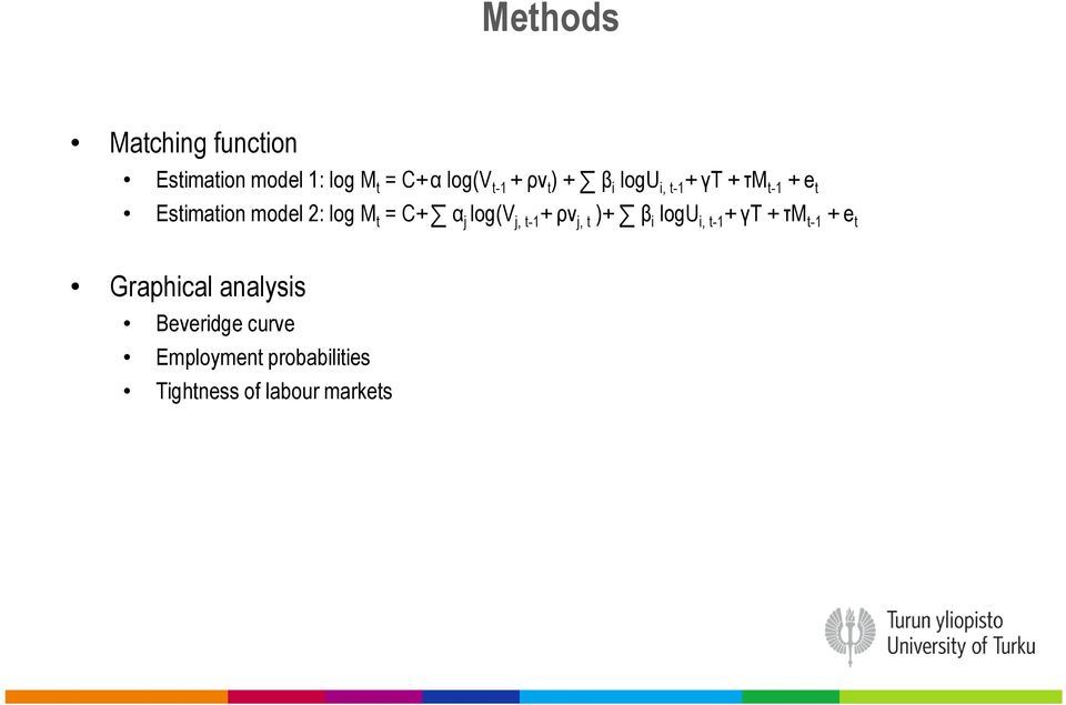 α j log(v j, t-1 + ρv j, t )+ β i logu i, t-1 + γt + τm t-1 + e t Graphical