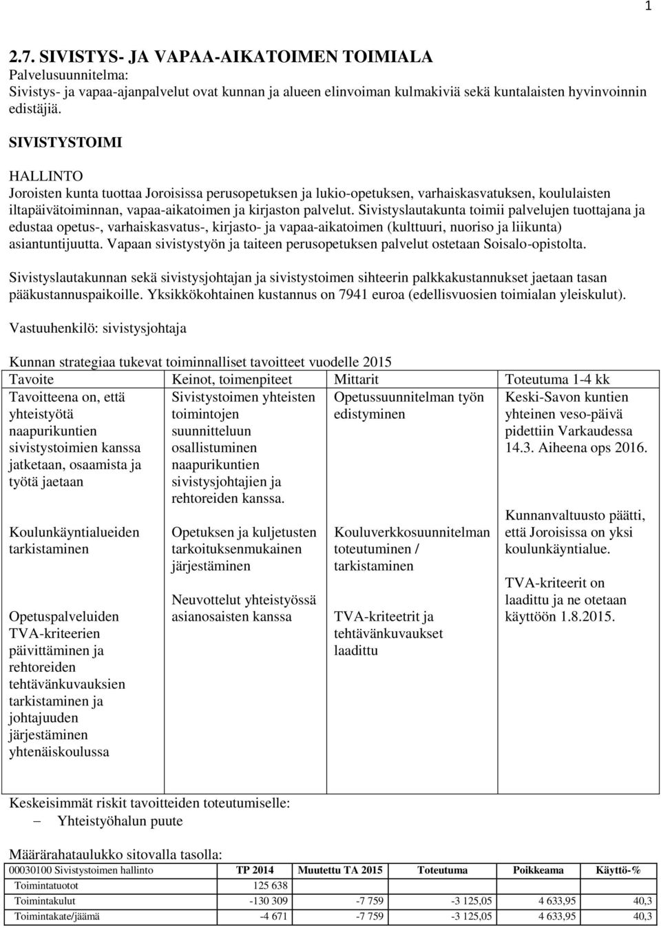 Sivistyslautakunta toimii palvelujen tuottajana ja edustaa opetus-, varhaiskasvatus-, kirjasto- ja vapaa-aikatoimen (kulttuuri, nuoriso ja liikunta) asiantuntijuutta.