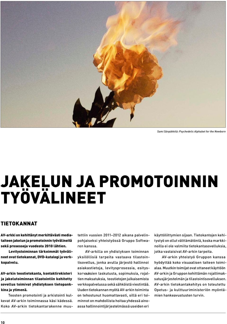 AV-arkin teostietokanta, kontaktirekisteri ja jakelutoiminnan tilastointiin kehitetty sovellus toimivat yhdistyksen tietopankkina ja ytimenä.