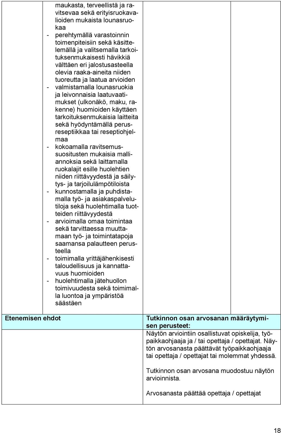 tarkoituksenmukaisia laitteita sekä hyödyntämällä perusreseptiikkaa tai reseptiohjelmaa - kokoamalla ravitsemussuositusten mukaisia malliannoksia sekä laittamalla ruokalajit esille huolehtien niiden