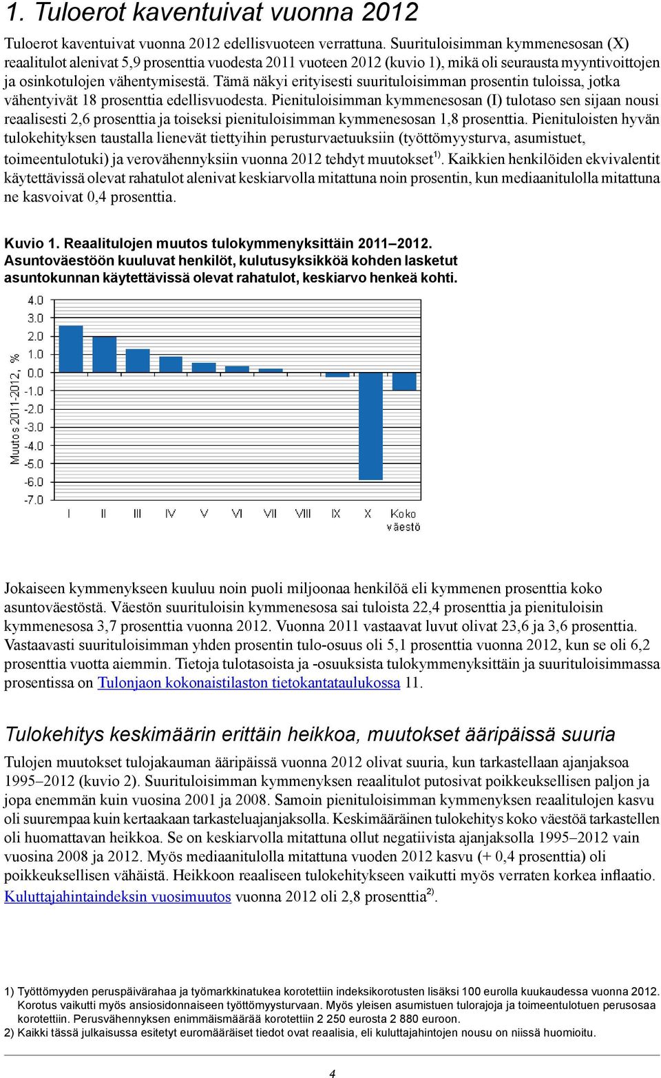 Tämä näkyi erityisesti suurituloisimman prosentin tuloissa, jotka vähentyivät 18 prosenttia edellisvuodesta.