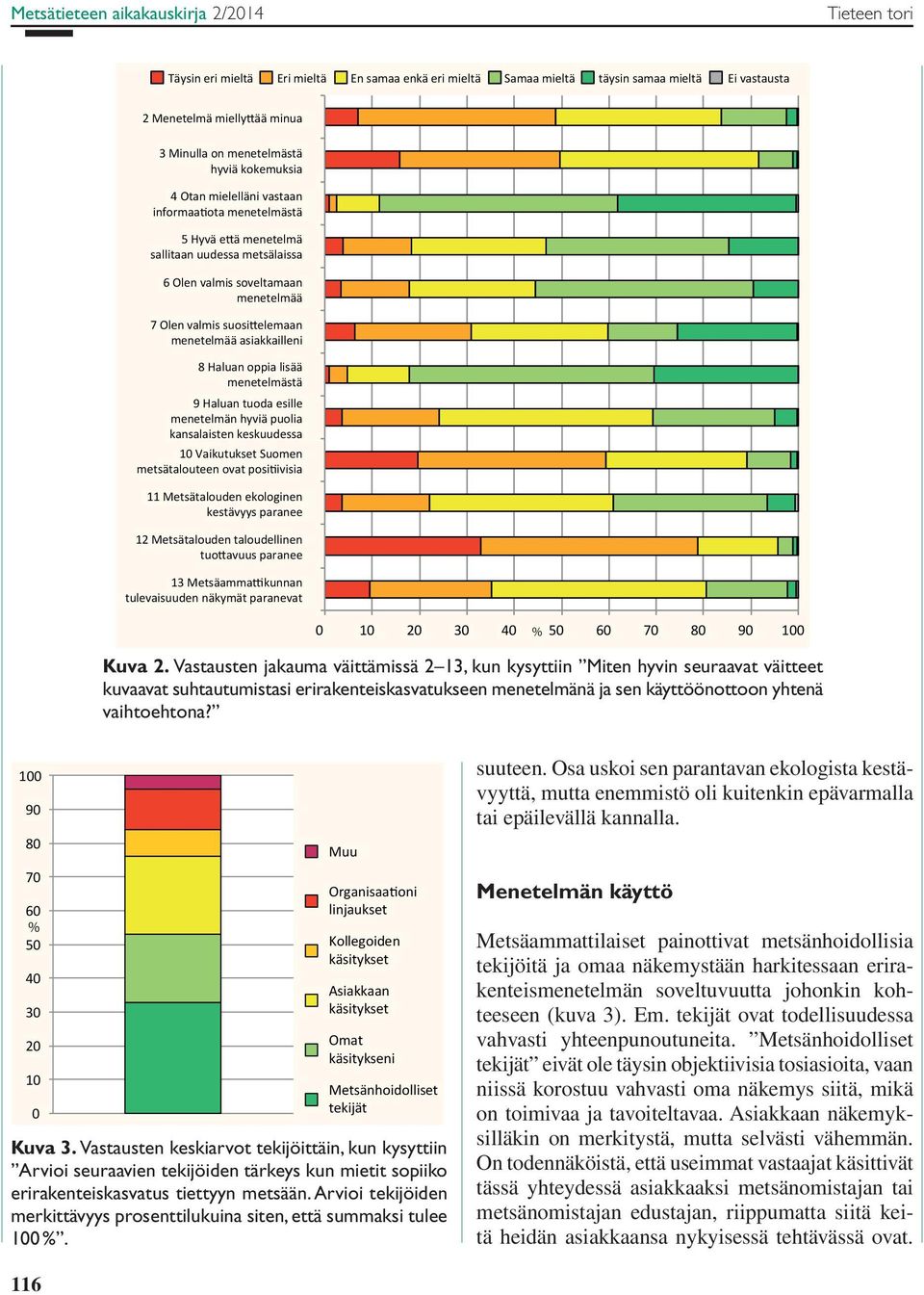 menetelmästä 9 Haluan tuoda esille menetelmän hyviä puolia kansalaisten keskuudessa 10 Vaikutukset Suomen metsätalouteen ovat positiivisia 11 Metsätalouden ekologinen kestävyys paranee 12