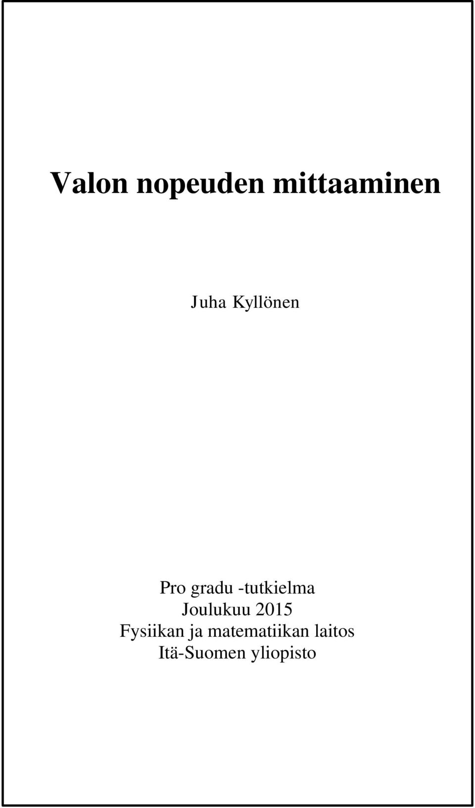 Joulukuu 2015 Fysiikan ja
