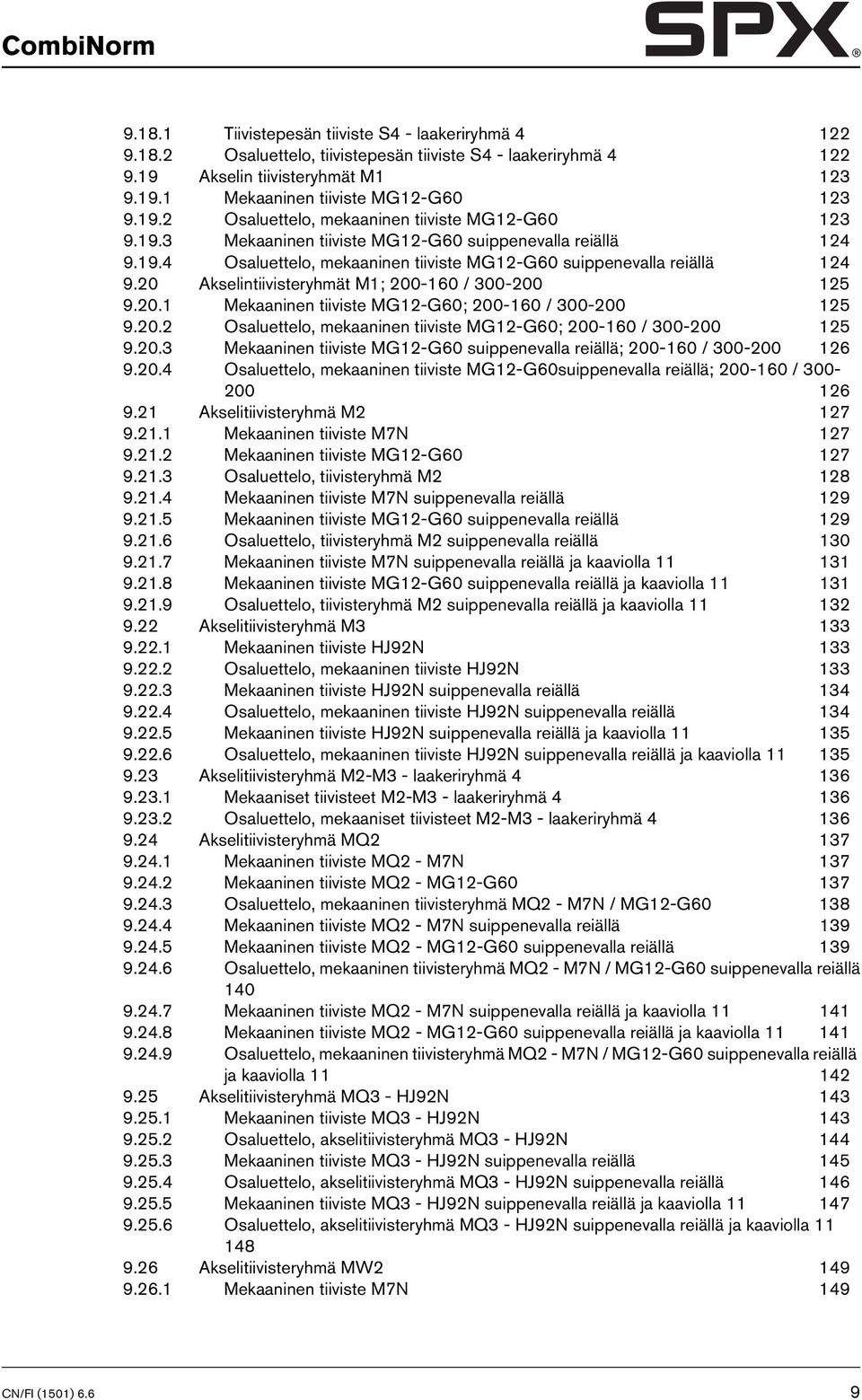 20 Akselintiivisteryhmät M1; 200-160 / 300-200 125 9.20.1 Mekaaninen tiiviste MG12-G60; 200-160 / 300-200 125 9.20.2 Osaluettelo, mekaaninen tiiviste MG12-G60; 200-160 / 300-200 125 9.20.3 Mekaaninen tiiviste MG12-G60 suippenevalla reiällä; 200-160 / 300-200 126 9.