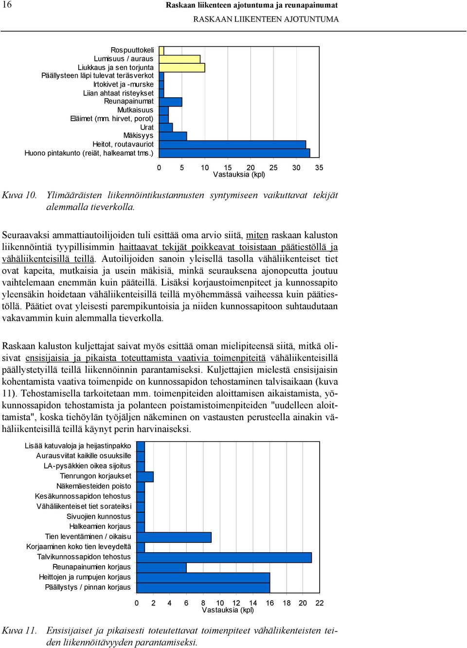 Ylimääräisten liikennöintikustannusten syntymiseen vaikuttavat tekijät alemmalla tieverkolla.