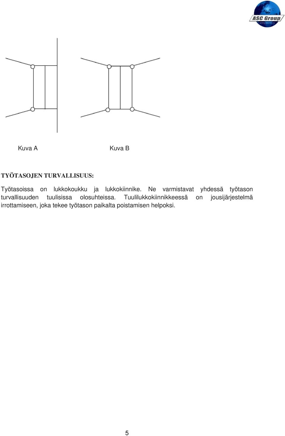 Ne varmistavat yhdessä työtason turvallisuuden tuulisissa