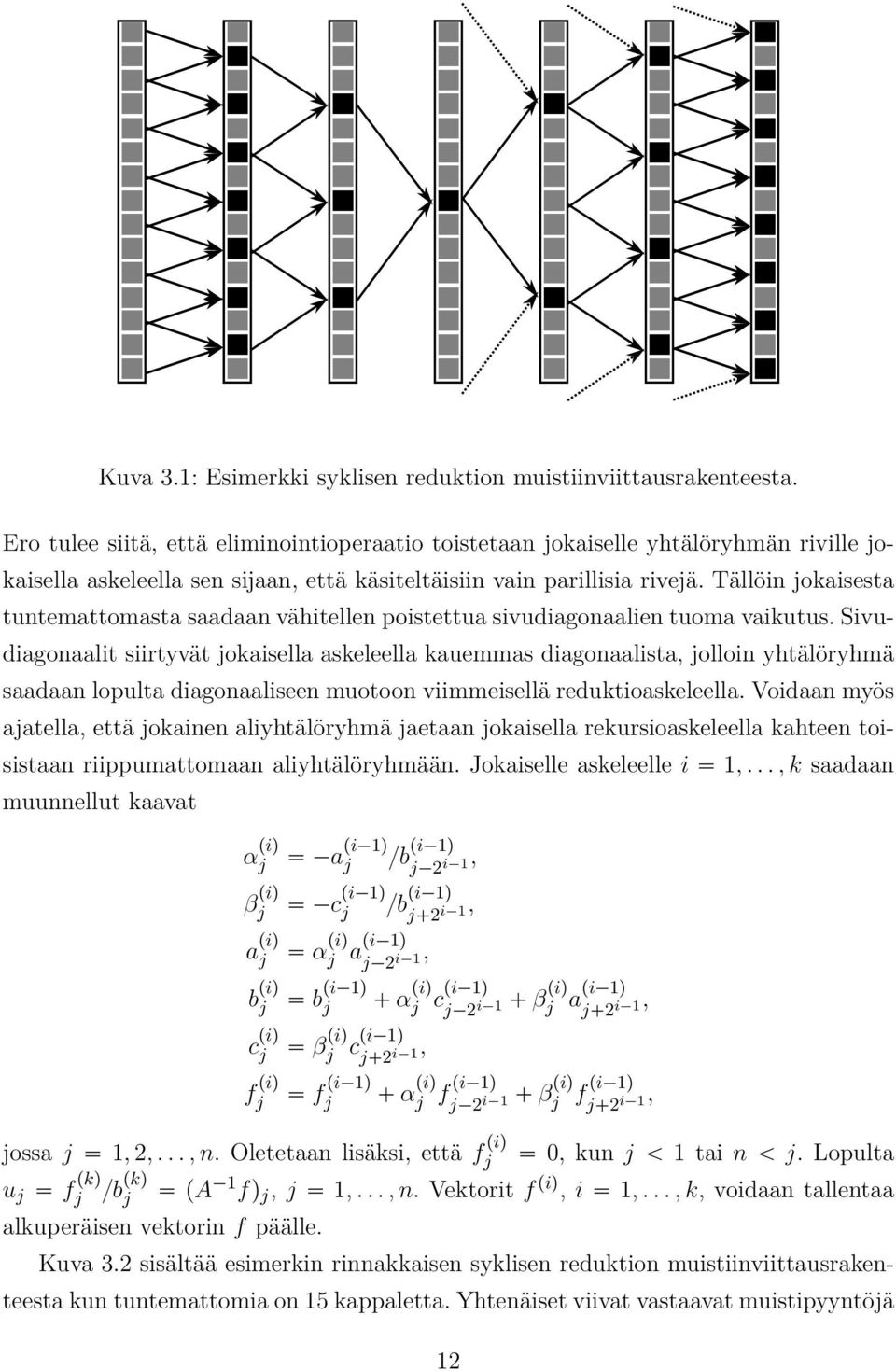 Tällöin jokaisesta tuntemattomasta saadaan vähitellen poistettua sivudiagonaalien tuoma vaikutus.
