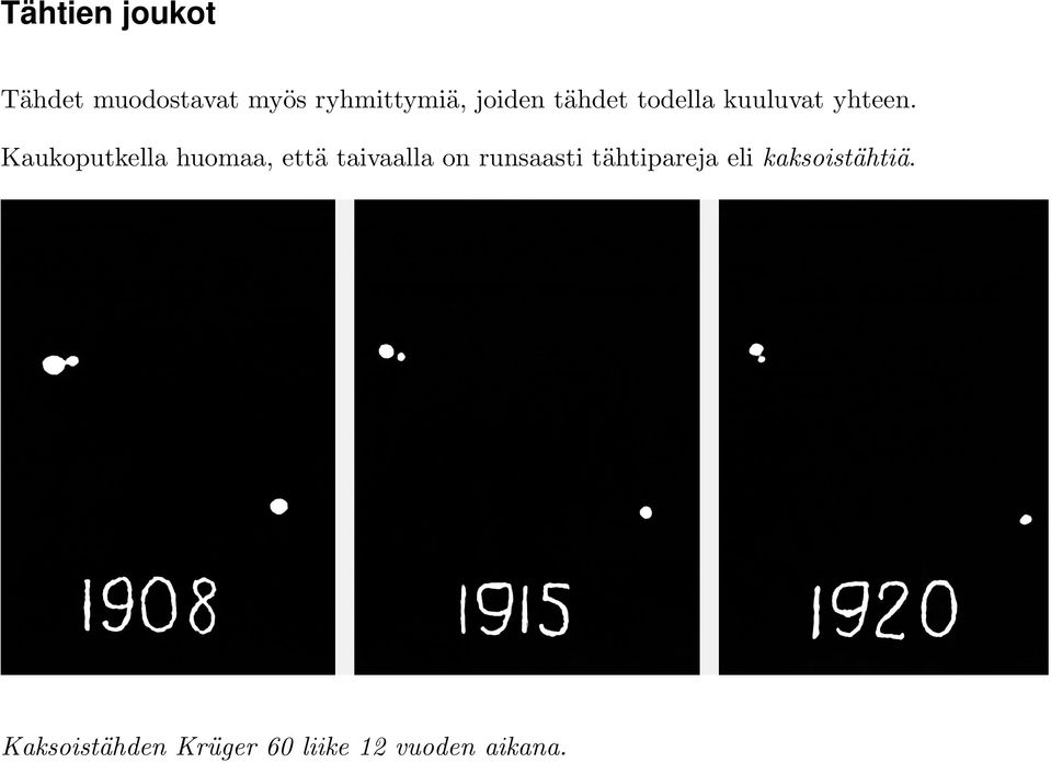 Kaukoputkella huomaa, että taivaalla on runsaasti