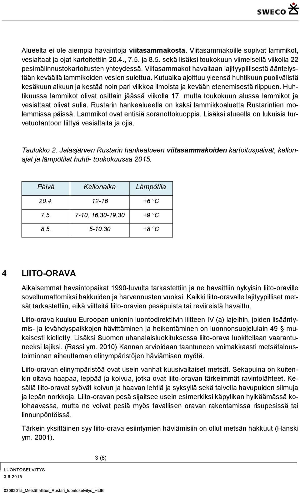 Kutuaika ajoittuu yleensä huhtikuun puolivälistä kesäkuun alkuun ja kestää noin pari viikkoa ilmoista ja kevään etenemisestä riippuen.