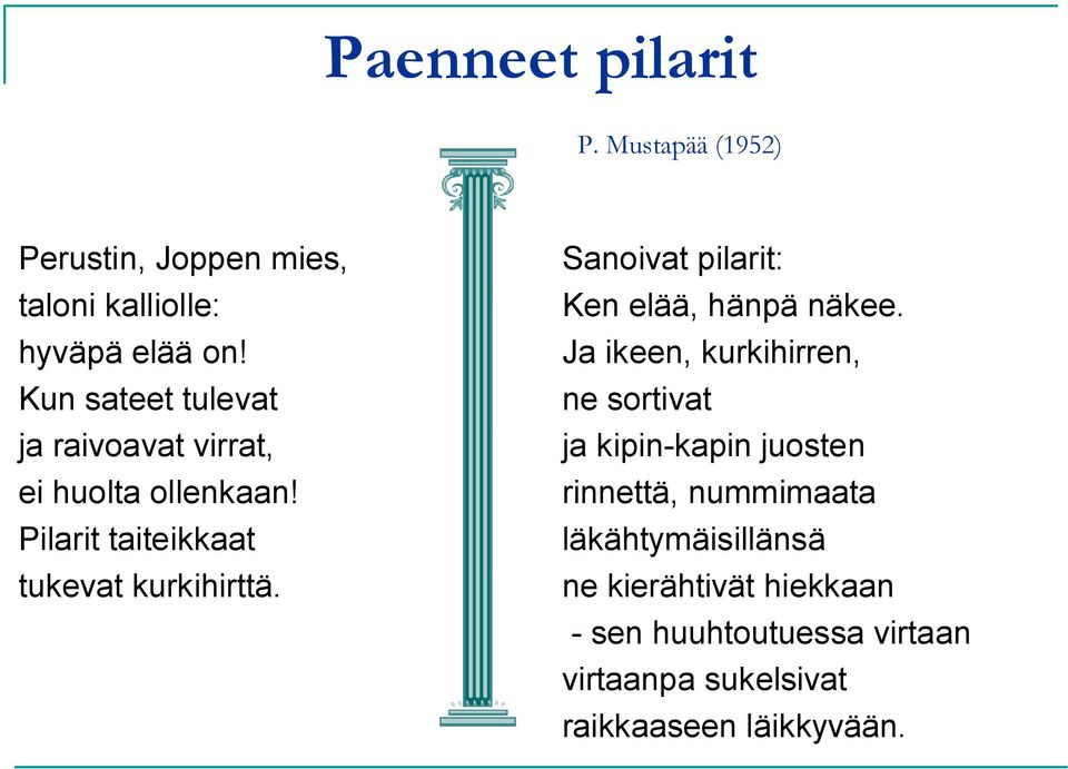 Sanoivat pilarit: Ken elää, hänpä näkee.