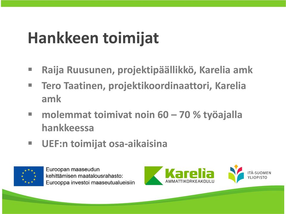 projektikoordinaattori, Karelia amk molemmat