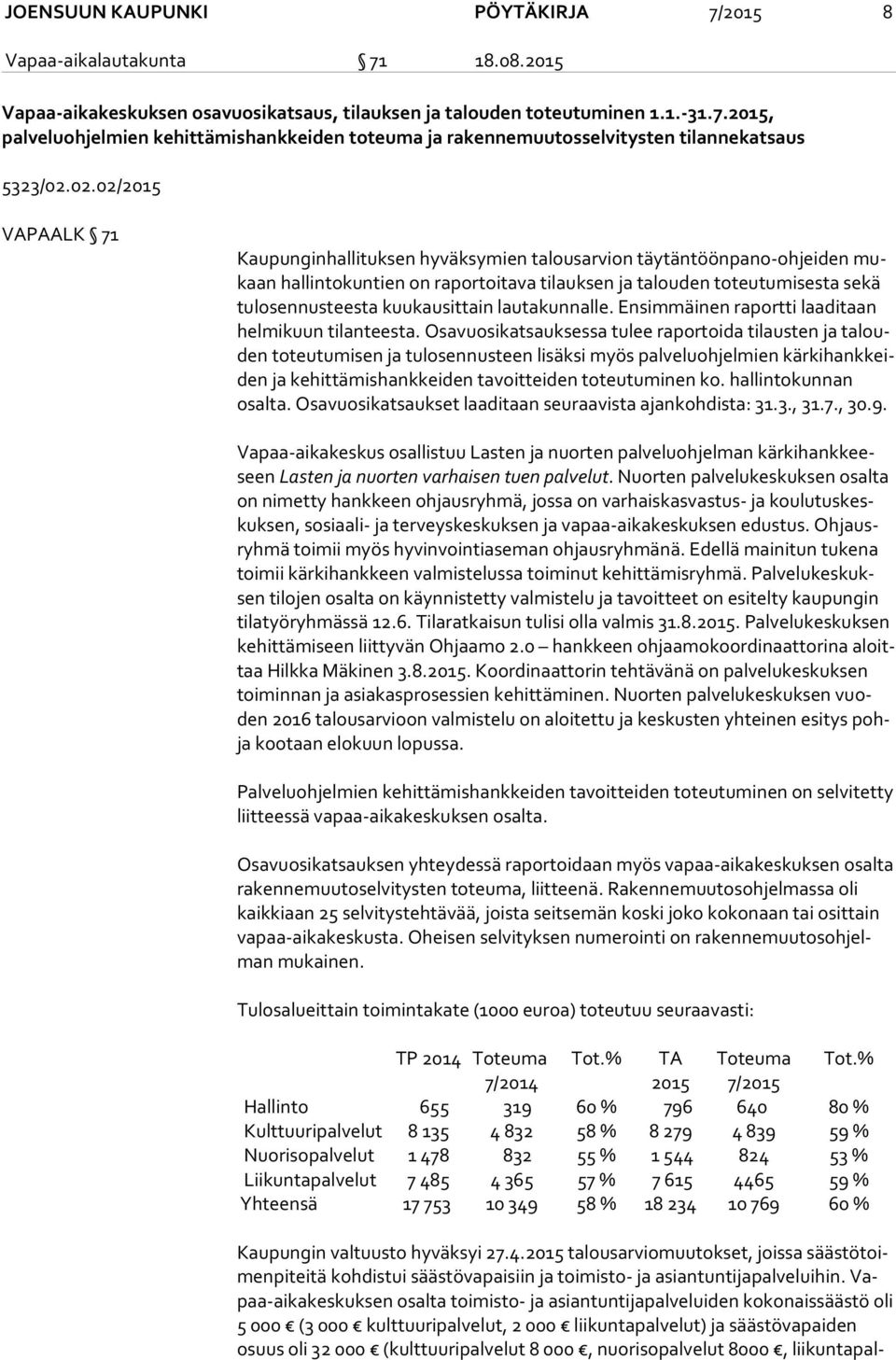 kuukausittain lautakunnalle. Ensimmäinen raportti laaditaan hel mi kuun tilanteesta.