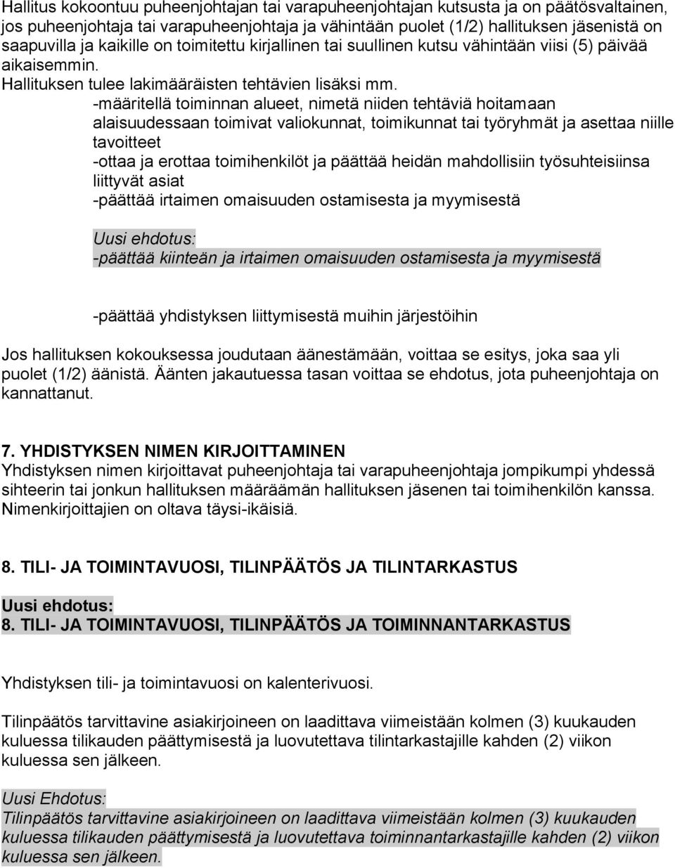 -määritellä toiminnan alueet, nimetä niiden tehtäviä hoitamaan alaisuudessaan toimivat valiokunnat, toimikunnat tai työryhmät ja asettaa niille tavoitteet -ottaa ja erottaa toimihenkilöt ja päättää