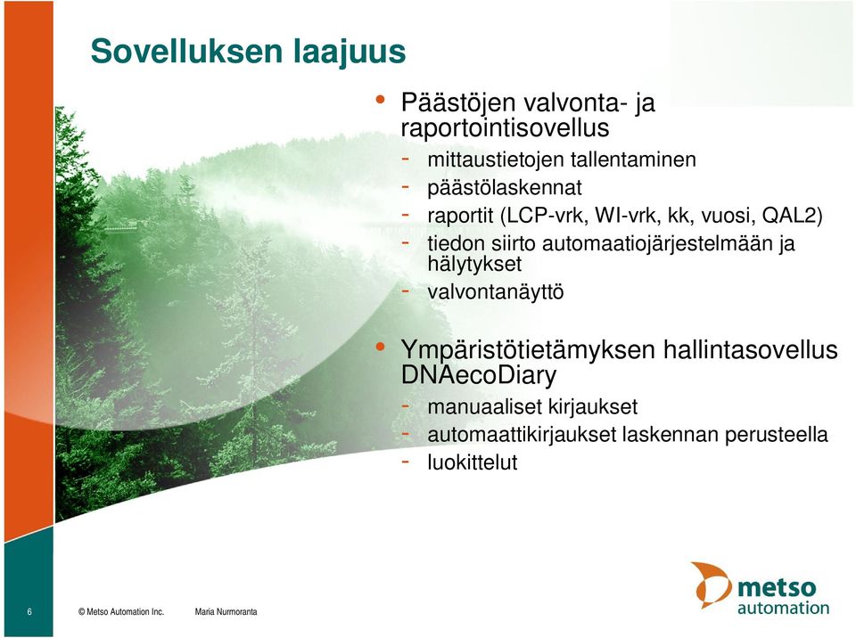 automaatiojärjestelmään ja hälytykset - valvontanäyttö Ympäristötietämyksen hallintasovellus