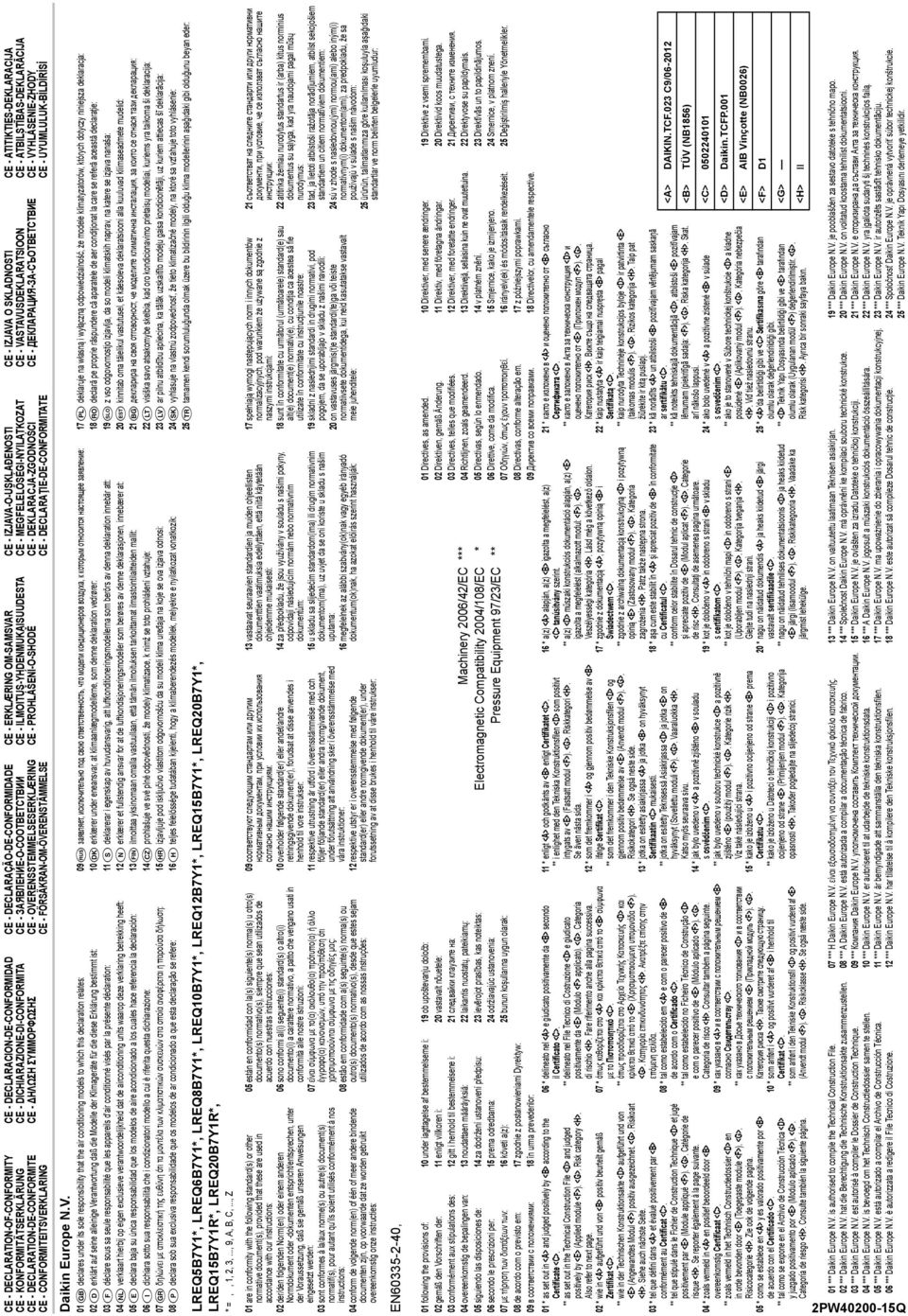 ЗАЯВЛЕНИЕ-О-СООТВЕТСТВИИ CE - OVERENSSTEMMELSESERKLÆRING CE - FÖRSÄKRN-OM-ÖVERENSTÄMMELSE CE - DECLRCION-DE-CONFORMIDD CE - DICHIRZIONE-DI-CONFORMIT CE - HΛΩΣΗ ΣΥΜΜΟΡΦΩΣΗΣ CE -