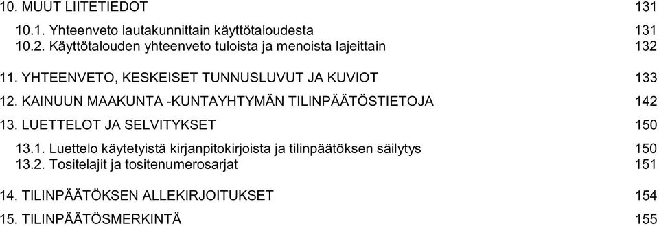 KAINUUN MAAKUNTA-KUNTAYHTYMÄN TILINPÄÄTÖSTIETOJA 14