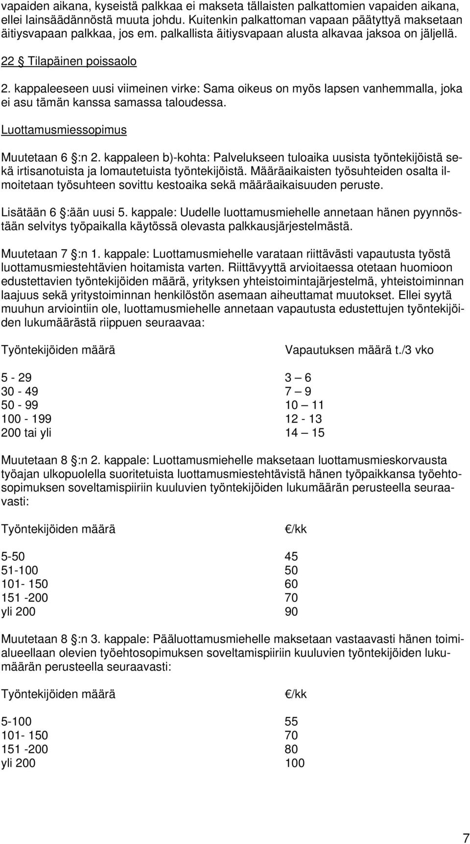 kappaleeseen uusi viimeinen virke: Sama oikeus on myös lapsen vanhemmalla, joka ei asu tämän kanssa samassa taloudessa. Luottamusmiessopimus Muutetaan 6 :n 2.