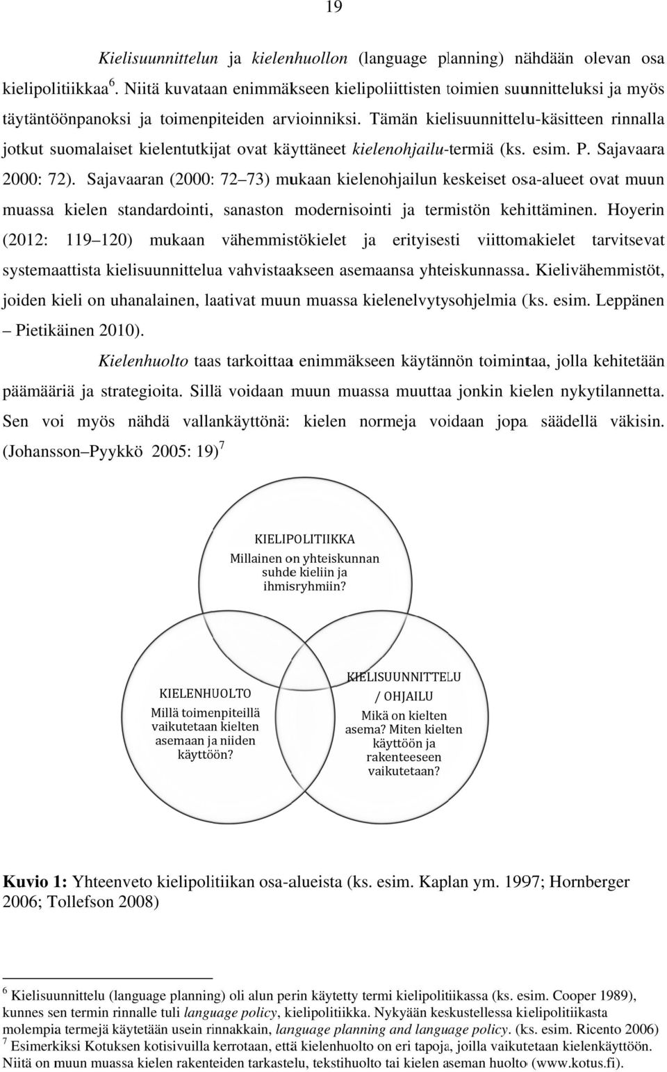 Tämän kielisuunnittelu-käsitteen rinnalla jotkut suomalaiset kielentutkijat ovat käyttäneet kielenohjailu-termiä keskeiset k osa-alueet ovat (ks. esim. P. Sajavaara 2000: 72).