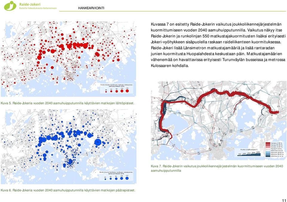 Raide-Jokeri lisää Länsimetron matkustajamääriä ja lisää rantaradan junien kuormitusta Huopalahdesta keskustaan päin.