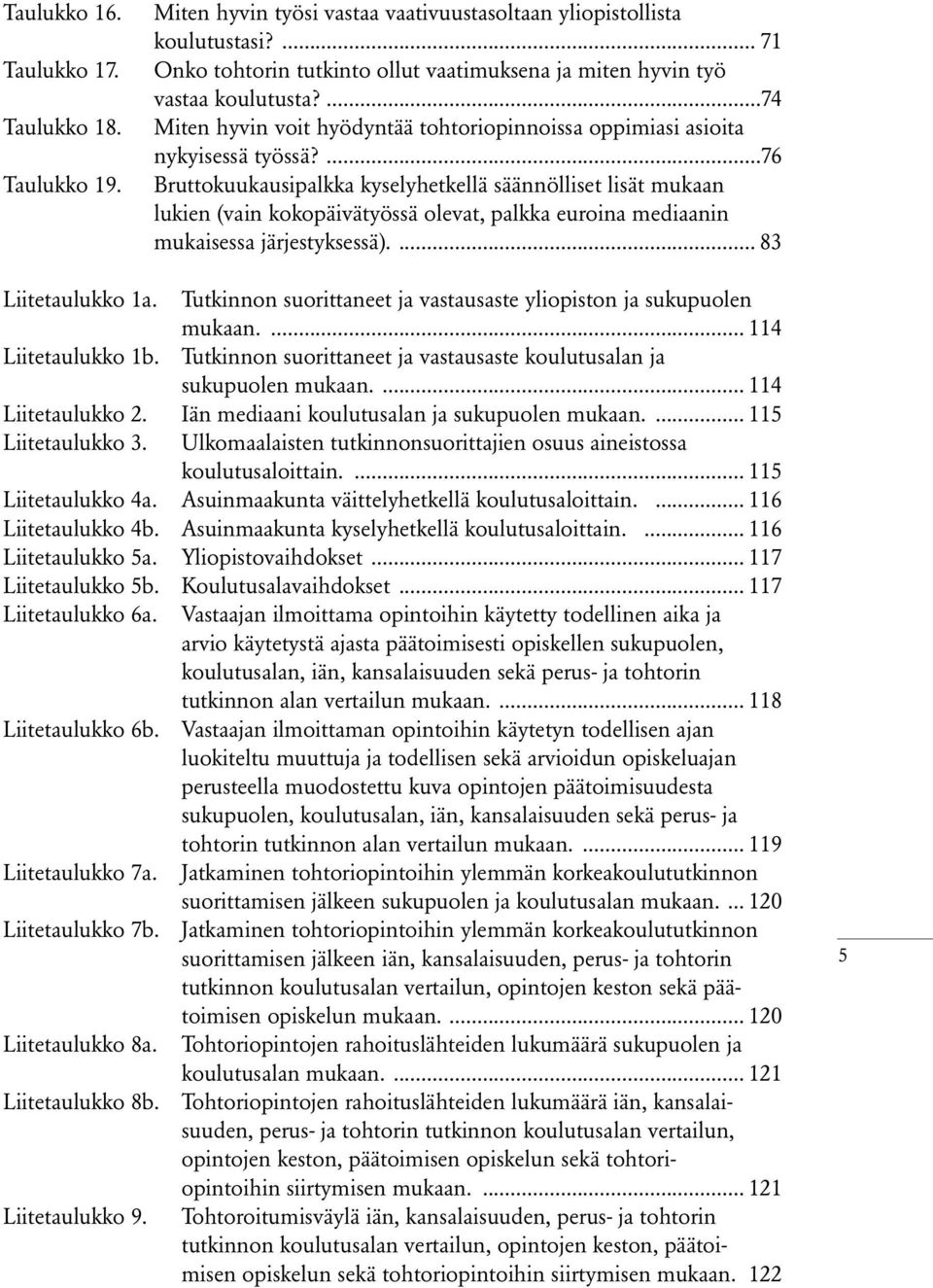 ...76 Bruttokuukausipalkka kyselyhetkellä säännölliset lisät mukaan lukien (vain kokopäivätyössä olevat, palkka euroina mediaanin mukaisessa järjestyksessä).... 83 Liitetaulukko 1a.