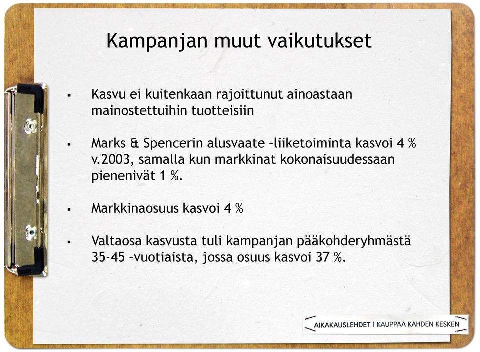 2003, samalla kun markkinat kokonaisuudessaan pienenivät 1 %.