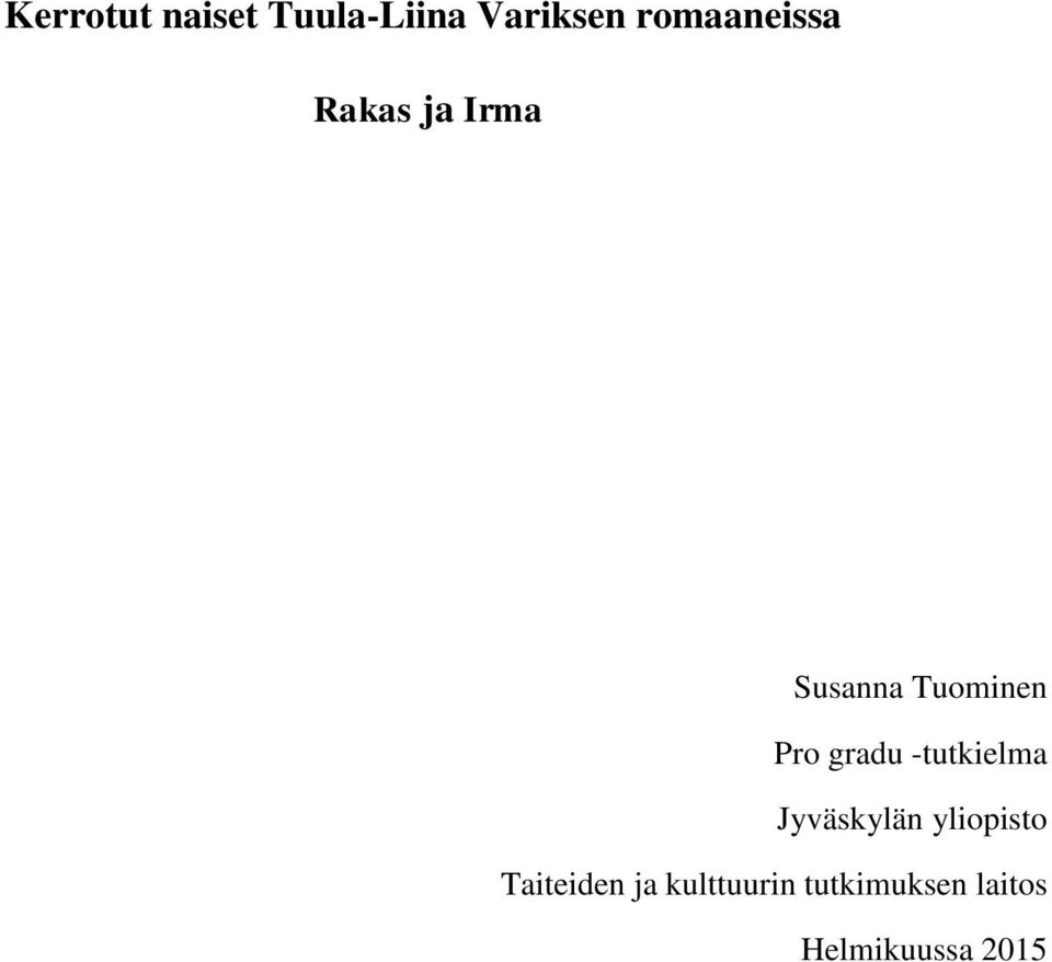 Pro gradu -tutkielma Jyväskylän yliopisto