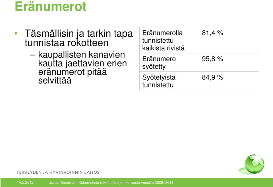 pitää selvittää Eränumerolla tunnistettu kaikista rivistä