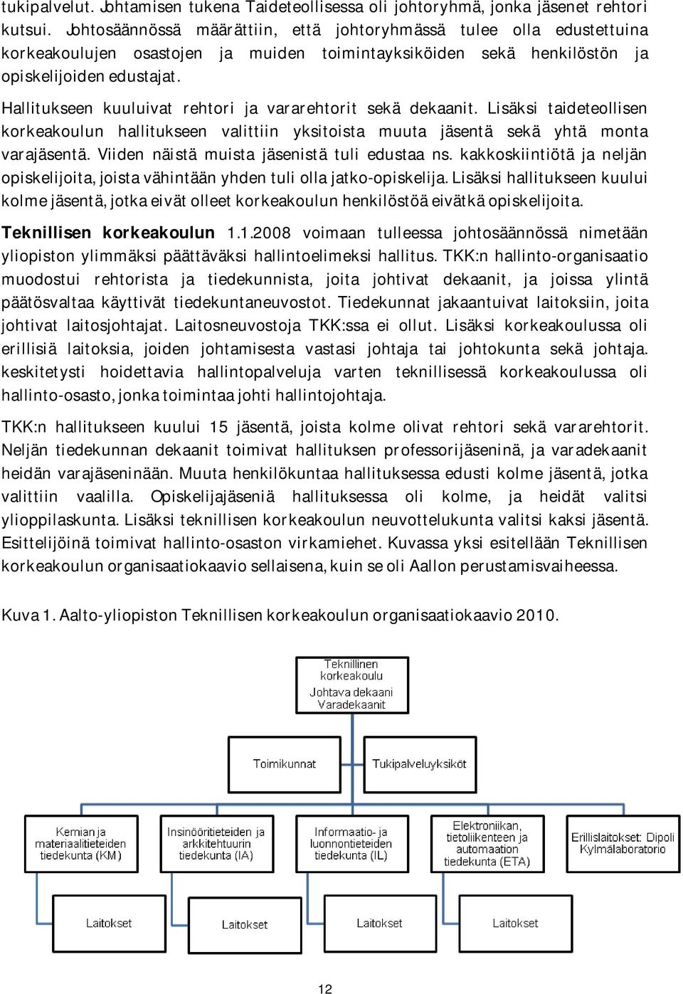 Hallitukseen kuuluivat rehtori ja vararehtorit sekä dekaanit. Lisäksi taideteollisen korkeakoulun hallitukseen valittiin yksitoista muuta jäsentä sekä yhtä monta varajäsentä.