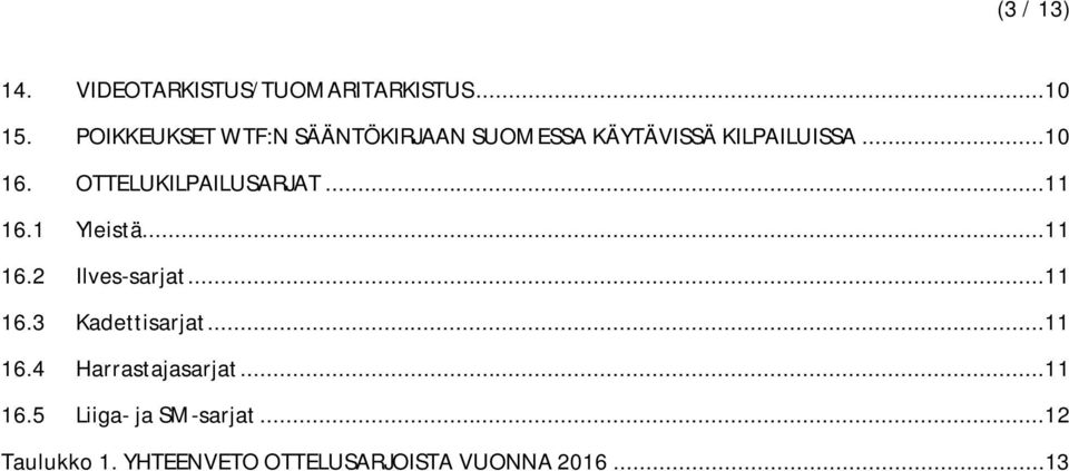 OTTELUKILPAILUSARJAT...11 16.1 Yleistä...11 16.2 Ilves-sarjat...11 16.3 Kadettisarjat.