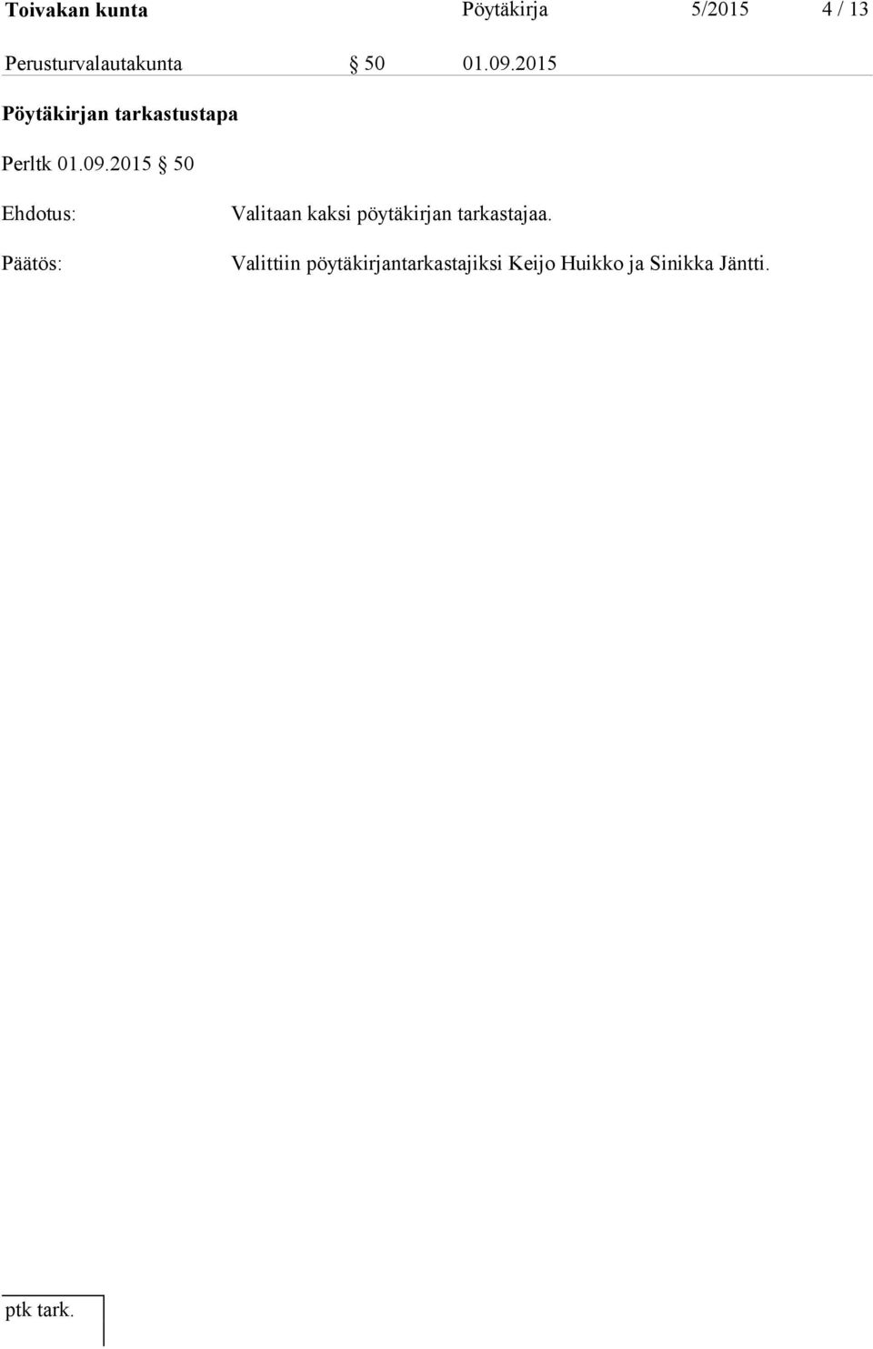 2015 Pöytäkirjan tarkastustapa Perltk 01.09.