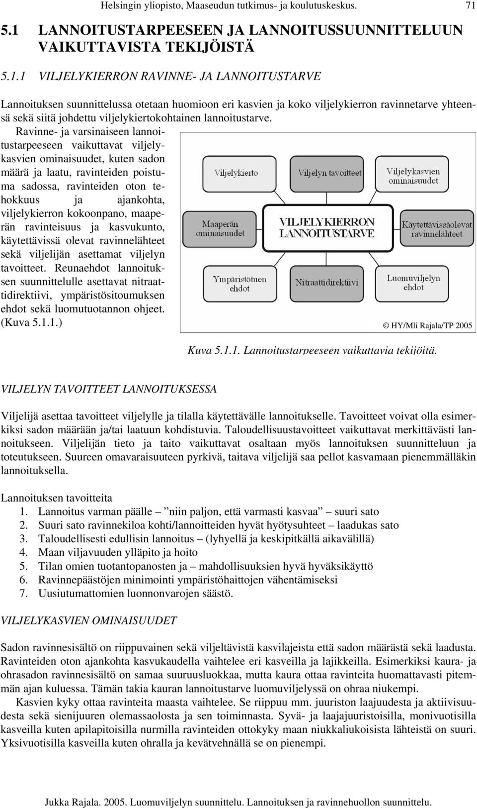 viljelykierron ravinnetarve yhteensä sekä siitä johdettu viljelykiertokohtainen lannoitustarve.